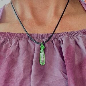 Striking Aura Quartz Crystal Necklace